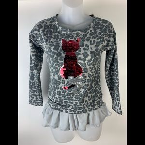 Forever orchid kitty shirt with ruffles.